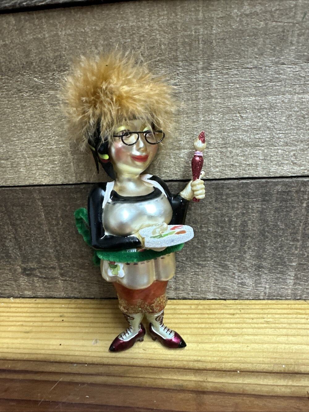 Vintage Kurt Adler Loralie Art Dept Lady Christmas Ornament Hand Painted Rare